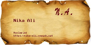 Nika Ali névjegykártya